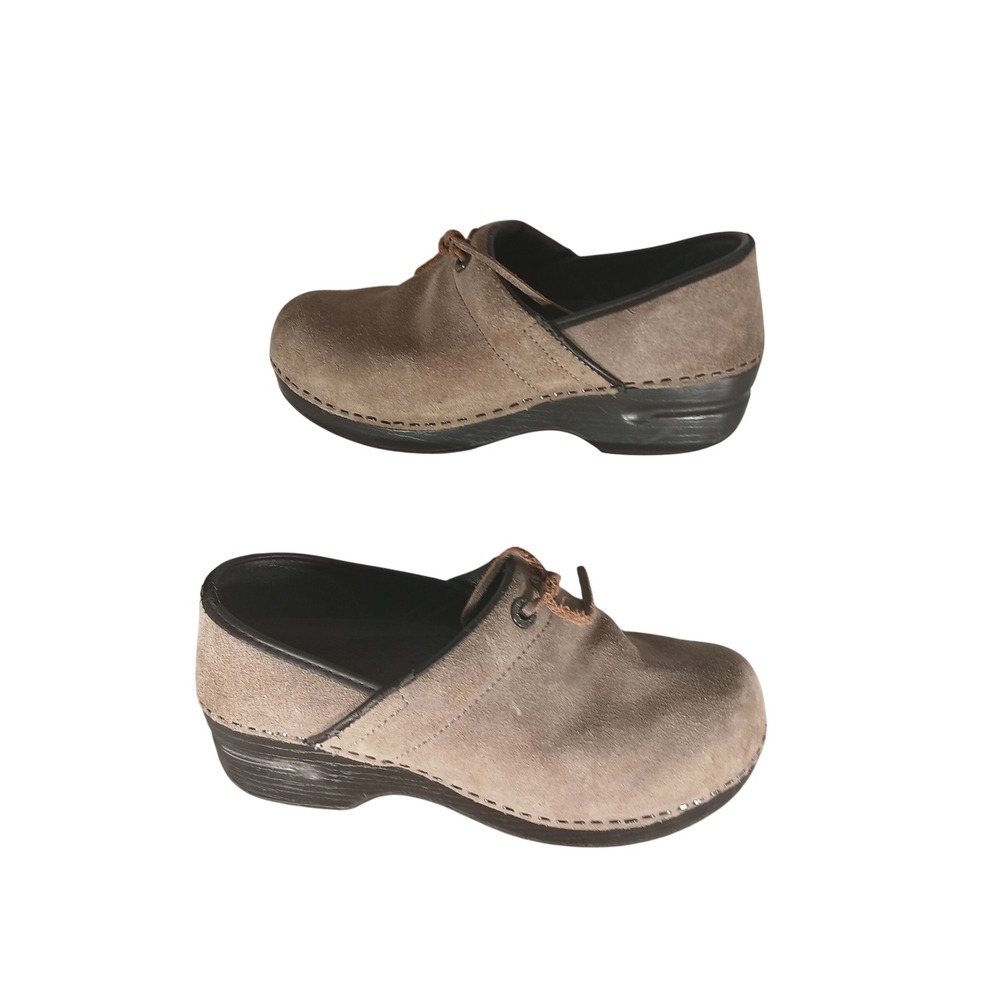 Lands‎ End Women's Suede Clogs Slip On Comfort Shoes Taupe US 7